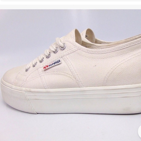 Superga Off-White Canvas Lace-Up Sneakers - Picture 3 of 6